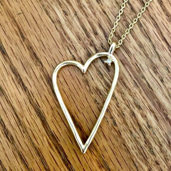 Lucky Brand | Open Heart Pendant Necklace | Gold Tone | 35” Adjustable - Picture 1 of 3